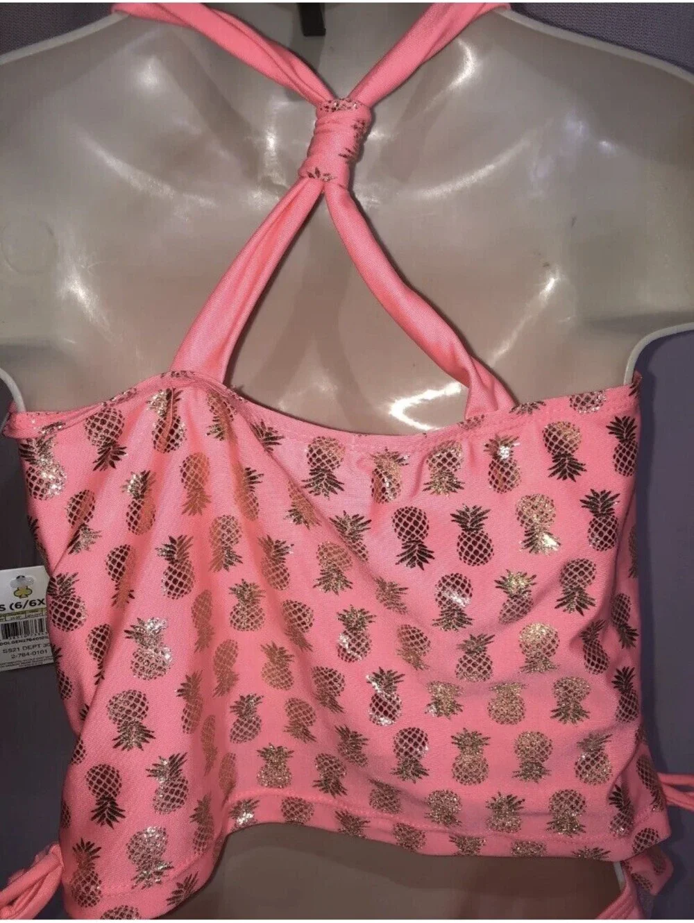 New with Tags Real Love Infant 2 PC Size 24M Pink Gold Pineapple Swimsuit Bikini
